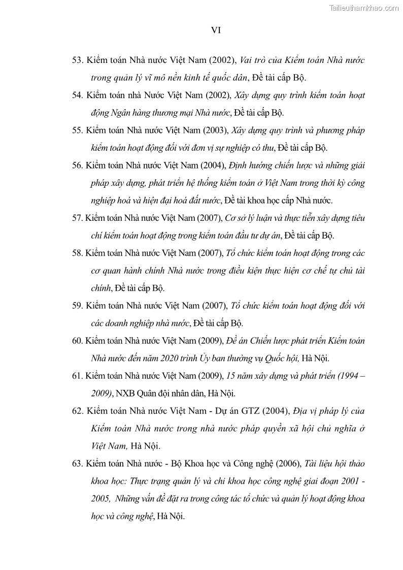 Luận án tiến sĩ kinh tế Tăng cường vai trò của kiểm toán hoạt động ở Việt Nam do kiểm toán nhà nước thực hiện - 26 Trang 201