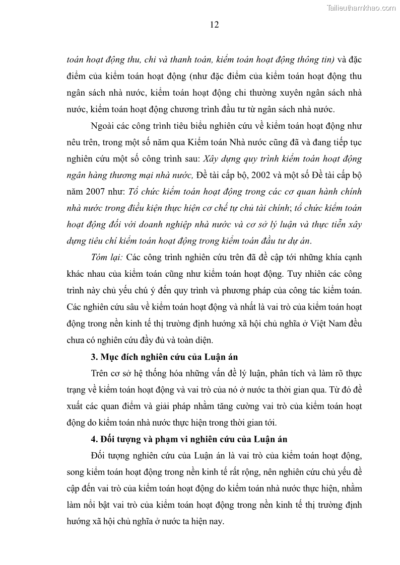 Luận án tiến sĩ kinh tế Tăng cường vai trò của kiểm toán hoạt động ở Việt Nam do kiểm toán nhà nước thực hiện - 3 Trang 17