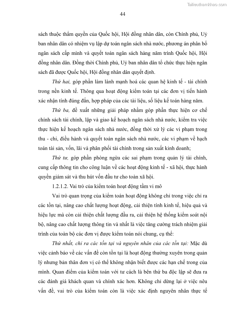 Luận án tiến sĩ kinh tế Tăng cường vai trò của kiểm toán hoạt động ở Việt Nam do kiểm toán nhà nước thực hiện - 7 Trang 49