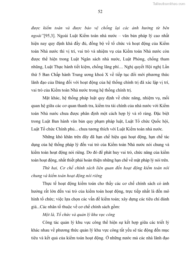 Luận án tiến sĩ kinh tế Tăng cường vai trò của kiểm toán hoạt động ở Việt Nam do kiểm toán nhà nước thực hiện - 8 Trang 57