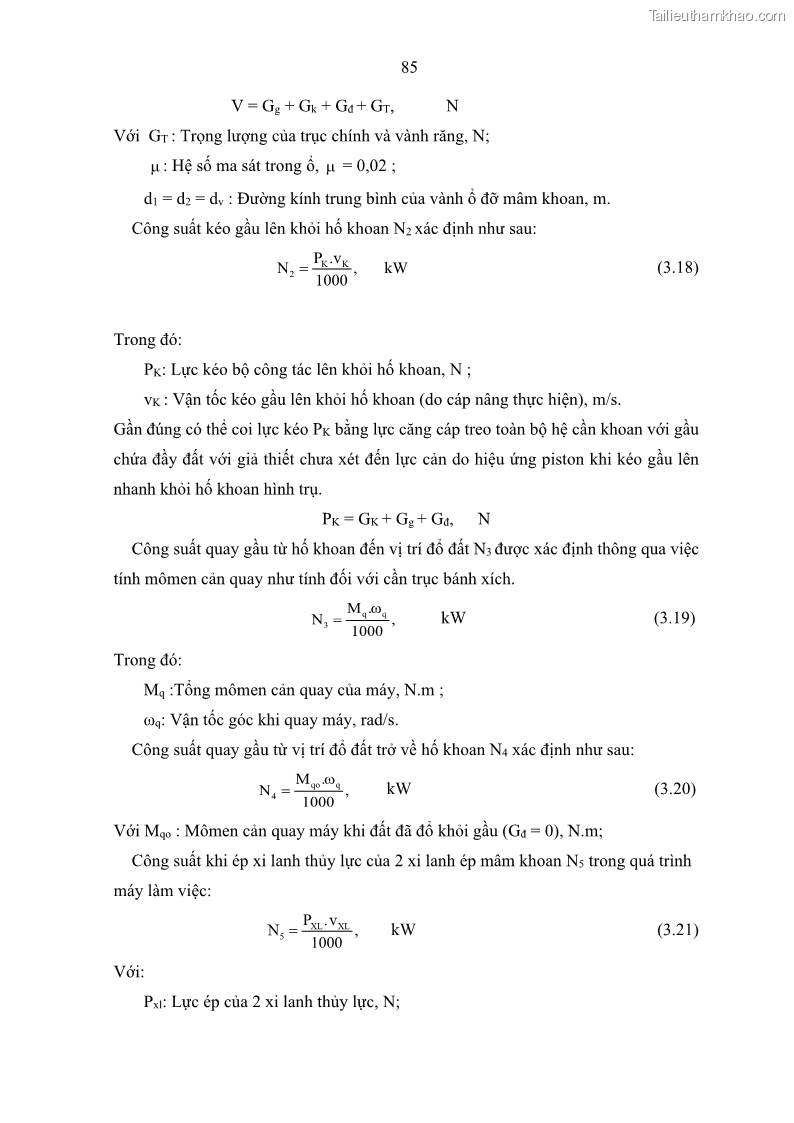 Luận án tiến sĩ kỹ thuật: máy khoan cọc nhồi Nghiên cứu xác định các thông số kỹ thuật hợp lý của bộ công tác máy khoan cọc nhồi kiểu gầu xoay do Việt nam chế tạo - 14 Trang 105