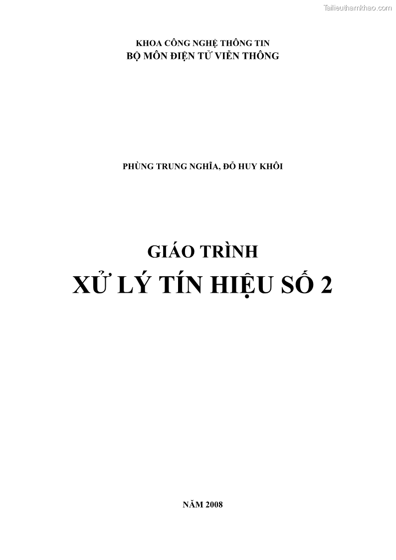 Giáo trình Xử lý tín hiệu số 2 Phần 1 - 1 Trang 1