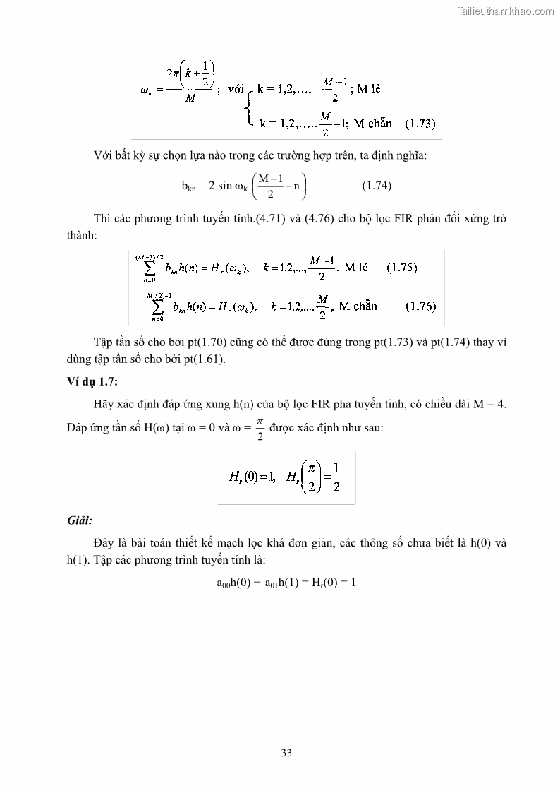 Giáo trình Xử lý tín hiệu số 2 Phần 1 - 5 Trang 33