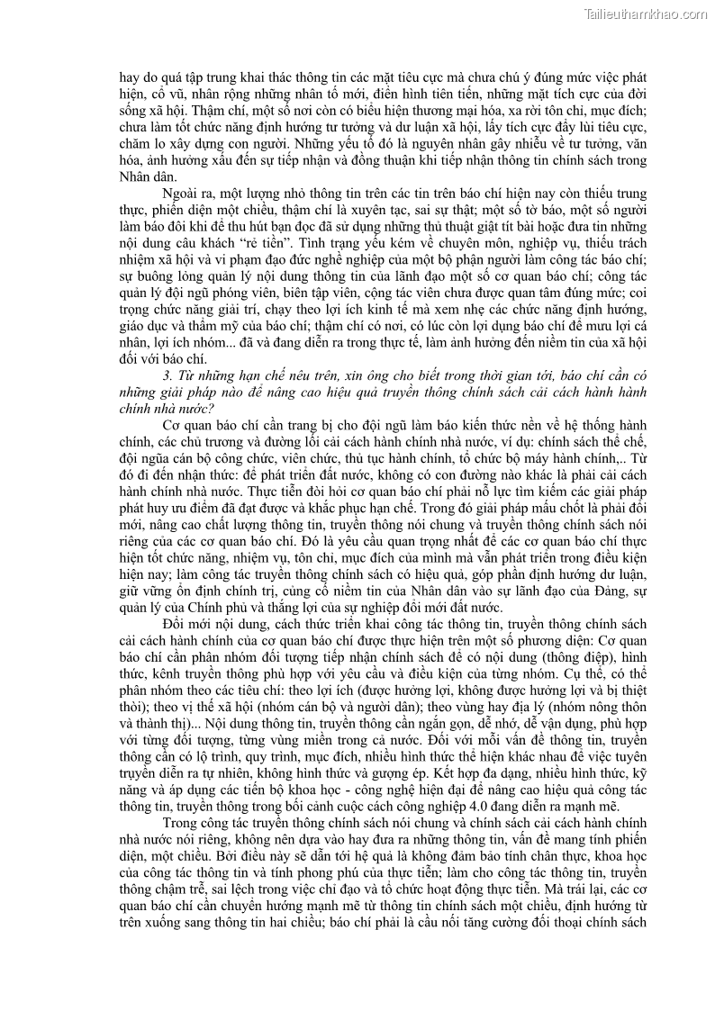 Luận án tiến sĩ báo chí học Báo chí truyền thông về chính sách cải cách hành chính nhà nước Việt Nam - 41 Trang 321