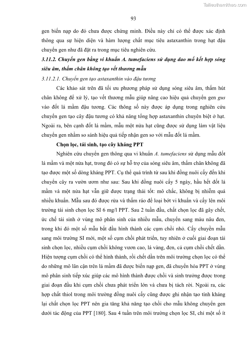 Luận án tiến sĩ công nghệ sinh học Nghiên cứu tạo cây đậu tương Glycine max L. biến đổi gen có khả năng tổng hợp astaxanthin chuyên biệt ở hạt - 14 Trang 105