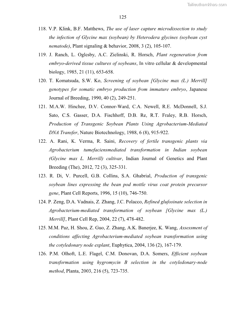Luận án tiến sĩ công nghệ sinh học Nghiên cứu tạo cây đậu tương Glycine max L. biến đổi gen có khả năng tổng hợp astaxanthin chuyên biệt ở hạt - 18 Trang 137