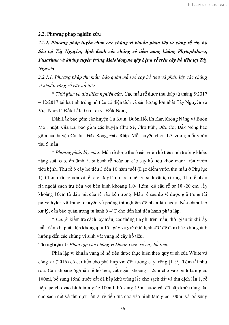 Luận án tiến sĩ công nghệ sinh học Tuyển chọn, nghiên cứu đặc tính kháng tác nhân gây bệnh và tạo chế phẩm phòng trừ bệnh rễ của các chủng vi khuẩn vùng rễ cây hồ tiêu Piper nigrum L. tại Tây Nguyên - 7 Trang 49