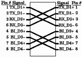Hình 2 14 – Sơ đồ bấm dây cho chuẩn mạng 100 BASE T4 Chiều dài tối đa sợi 10