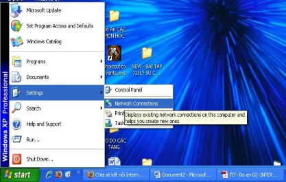 Gắn dây cáp chéo vào 2 card mạng của PC1 và PC2 và Icon kết nối đã được 6