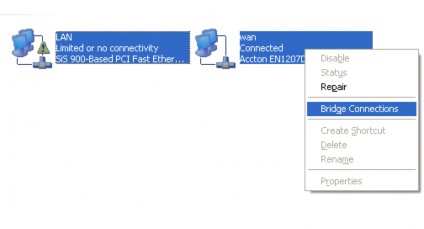 Tại đây ta chọn 2 card Mang đó là Lan là cable chéo nối với máy Pc2 và Wan 7