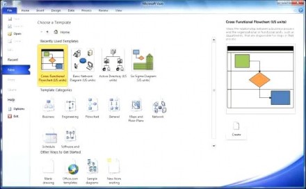 Giao diện đầu tiên MS Visio 2010 8 2 2 Tạo mới lưu đóng và mở lại bản vẽ 8