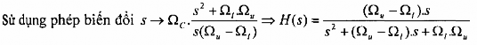 Bộ lọc thông dải có một zero tại s 0 và hai cực tại 1 3 3 2 Chuyển đổi 10
