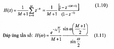 Từ phương trình 1 10 ta thấy bộ lọc có các zero trên vòng tròn đơn vị tại 8