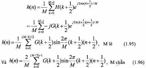 Tương tự cho trường hợp đáp ứng xung phân đối xứng ta thiết lập được 7