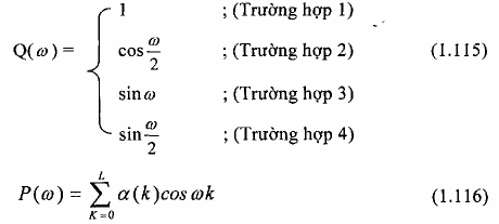 với a k là các tham số đặc trưng cho bộ lọc mà nó có quan hệ tuyến tính 1