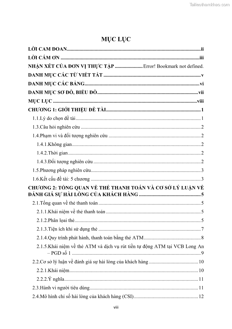 Khóa luận tốt nghiệp Đánh giá mức độ hài lòng của khách hàng về dịch vụ thẻ ATM tại Ngân hàng TMCP Ngoại thương Việt Nam – Chi nhánh Long An PGD số 1 - 2 Trang 9