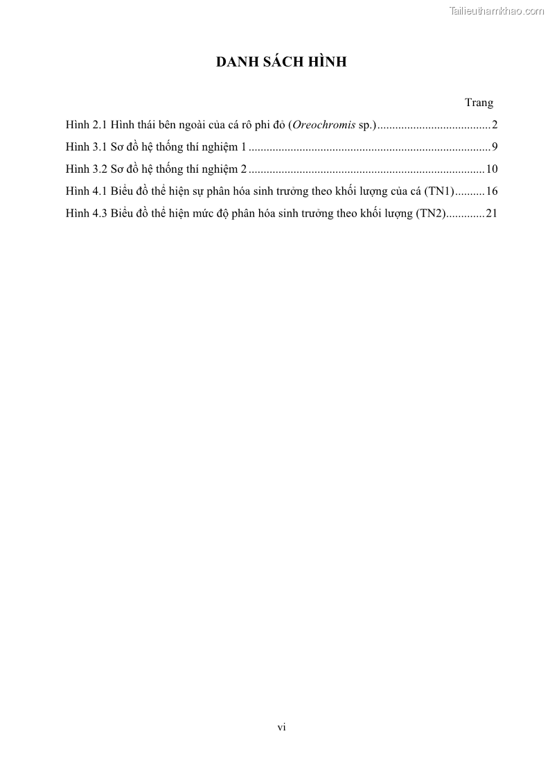 Khóa luận tốt nghiệp nuôi trồng thủy sản Ảnh hưởng của thức ăn và khẩu phần ăn lên các chỉ tiêu tăng trưởng và tỷ lệ sống của cá rô phi đỏ Oreochromis sp. giai đoạn bột lên giống - 2 Trang 9