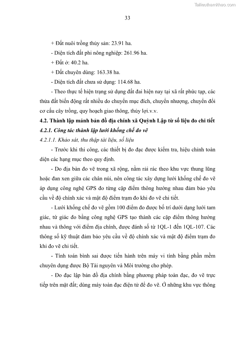 Khóa luận tốt nghiệp Ứng dụng công nghệ tin học và máy toàn đạc điện tử trong thành lập bản đồ địa chính mảnh bản đồ số 16 từ số liệu đo đạc tại xã Quỳnh Lập, thị xã Hoàng Mai, tỉnh Nghệ An - 6 Trang 41