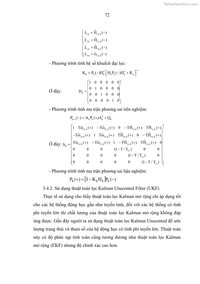 Luận án tiến sĩ kỹ thuật Nghiên cứu xác định định hướng không gian của thiết bị bay theo các phép đo từ trường trái đất - 12 Trang 89