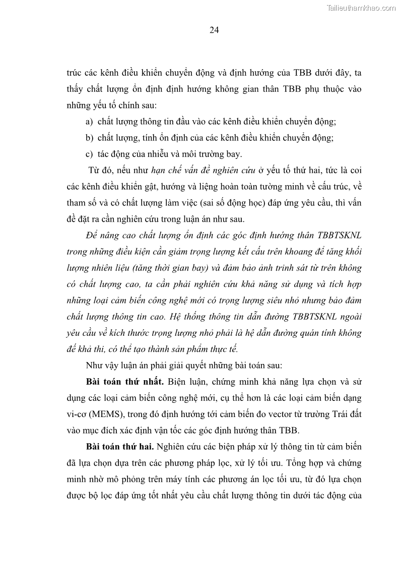 Luận án tiến sĩ kỹ thuật Nghiên cứu xác định định hướng không gian của thiết bị bay theo các phép đo từ trường trái đất - 6 Trang 41