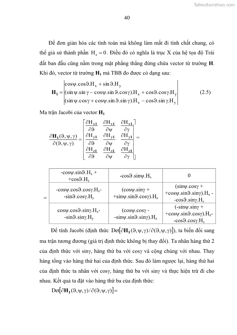 Luận án tiến sĩ kỹ thuật Nghiên cứu xác định định hướng không gian của thiết bị bay theo các phép đo từ trường trái đất - 8 Trang 57