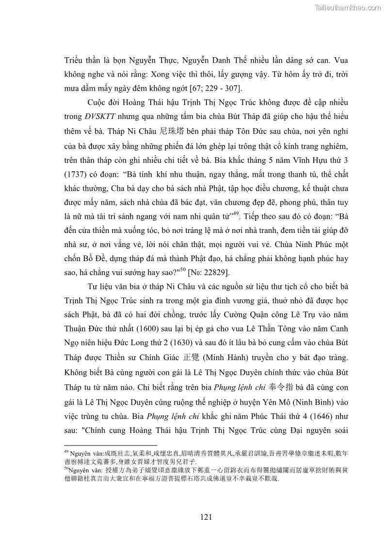 Luận án tiến sĩ hán nôm Nghiên cứu văn bia Phật giáo thế kỷ XVII - XVIII tỉnh Bắc Ninh - 17 Trang 129