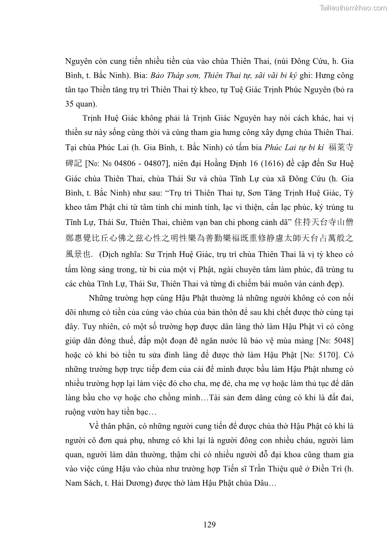 Luận án tiến sĩ hán nôm Nghiên cứu văn bia Phật giáo thế kỷ XVII - XVIII tỉnh Bắc Ninh - 18 Trang 137