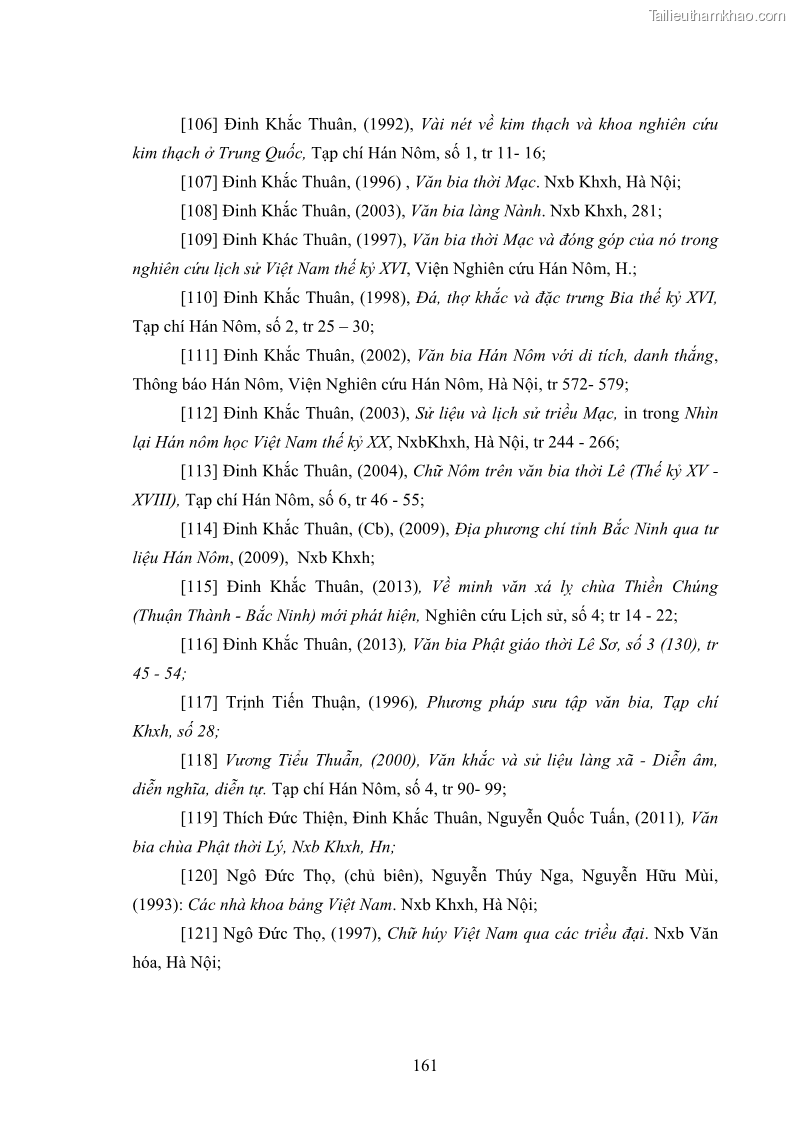 Luận án tiến sĩ hán nôm Nghiên cứu văn bia Phật giáo thế kỷ XVII - XVIII tỉnh Bắc Ninh - 22 Trang 169