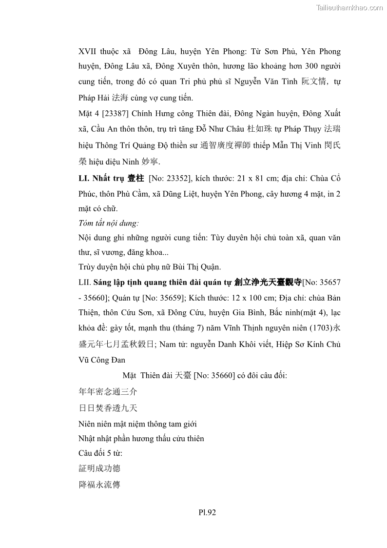 Luận án tiến sĩ hán nôm Nghiên cứu văn bia Phật giáo thế kỷ XVII - XVIII tỉnh Bắc Ninh - 38 Trang 297