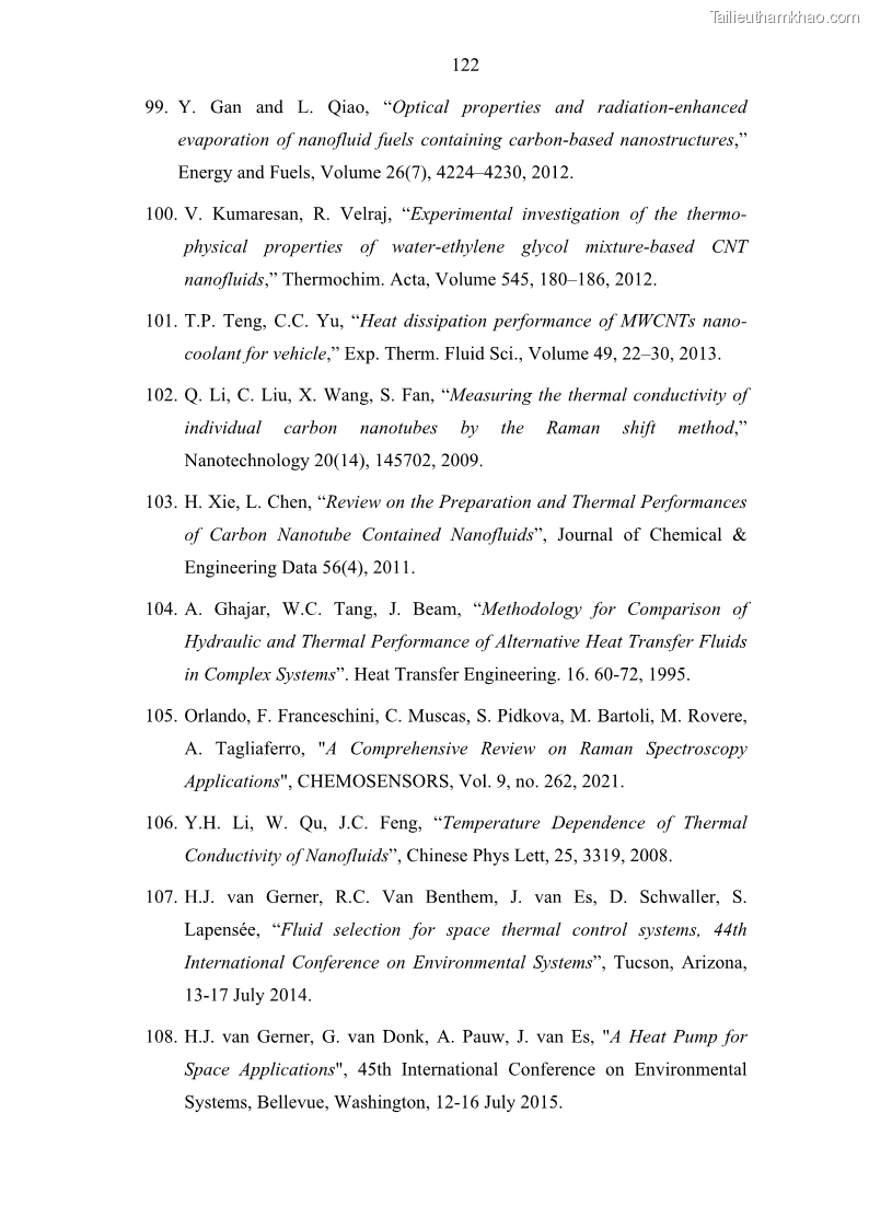 Luận án tiến sĩ khoa học vật liệu Nghiên cứu chế tạo và ứng dụng chất lỏng tản nhiệt chứa thành phần ống nanô cácbon trong quản lý nhiệt cho vệ tinh - 18 Trang 137