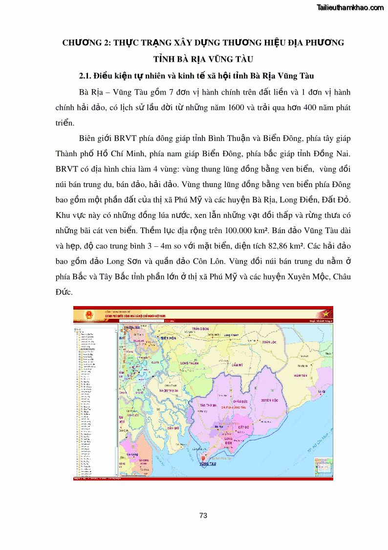 Luận án tiến sĩ kinh tế Xây dựng thương hiệu tỉnh Bà Rịa - Vũng Tàu trong bối cảnh hội nhập kinh tế quốc tế - 10 Trang 73