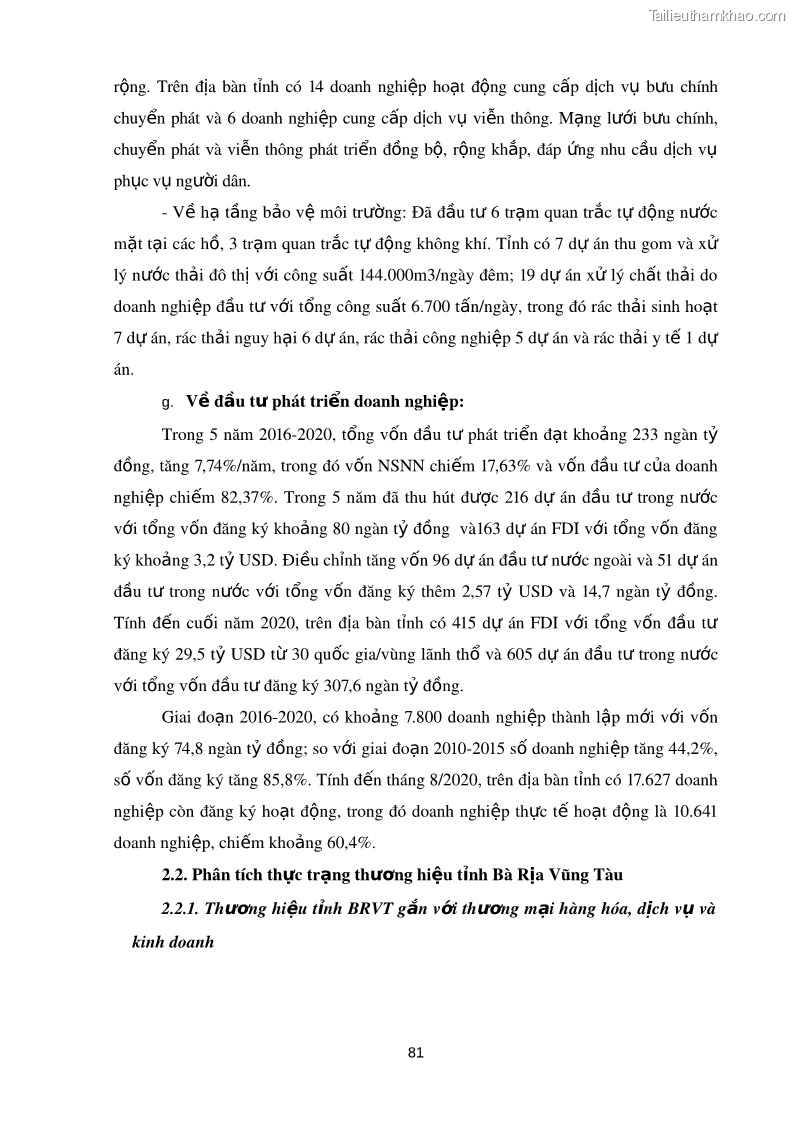 Luận án tiến sĩ kinh tế Xây dựng thương hiệu tỉnh Bà Rịa - Vũng Tàu trong bối cảnh hội nhập kinh tế quốc tế - 11 Trang 81