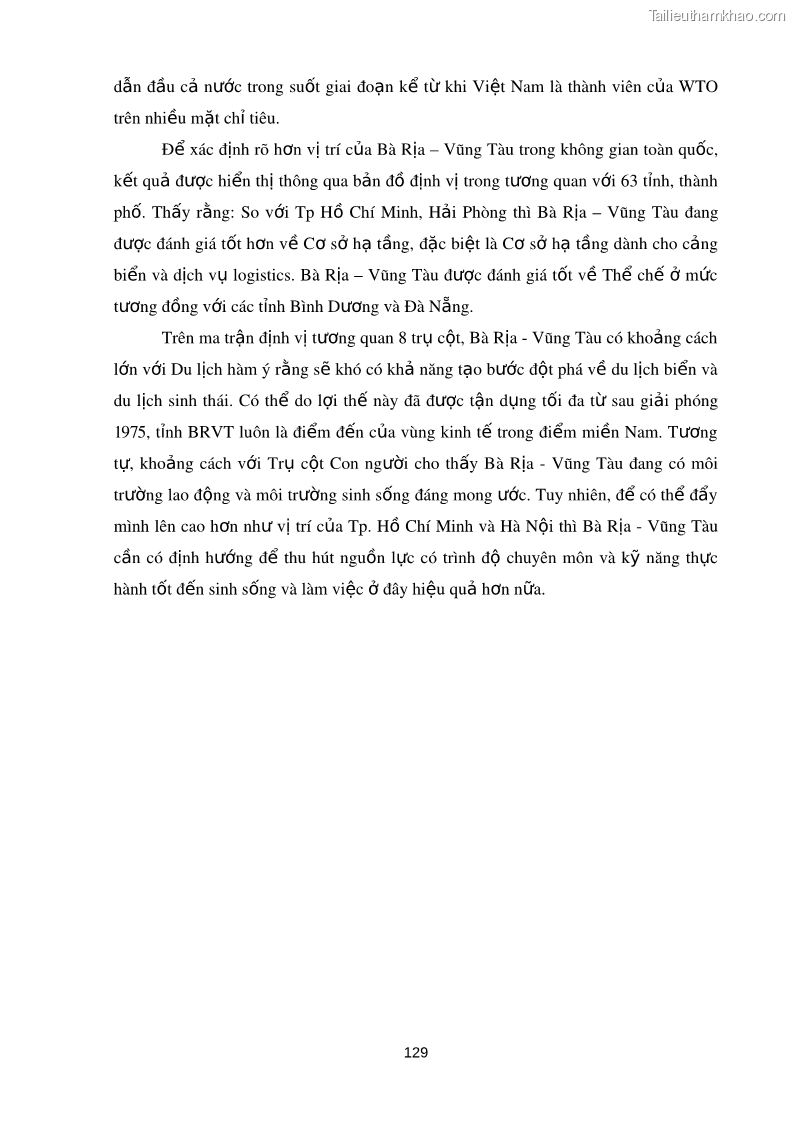 Luận án tiến sĩ kinh tế Xây dựng thương hiệu tỉnh Bà Rịa - Vũng Tàu trong bối cảnh hội nhập kinh tế quốc tế - 17 Trang 129