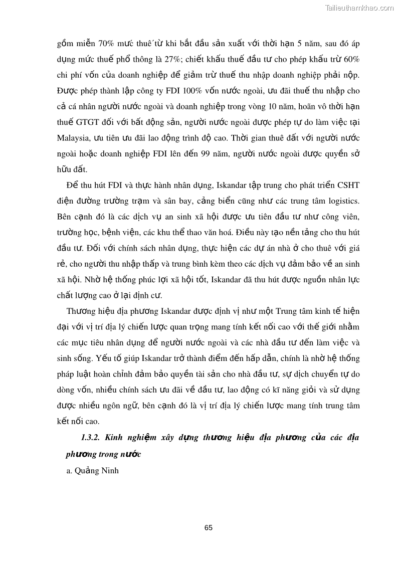 Luận án tiến sĩ kinh tế Xây dựng thương hiệu tỉnh Bà Rịa - Vũng Tàu trong bối cảnh hội nhập kinh tế quốc tế - 9 Trang 65