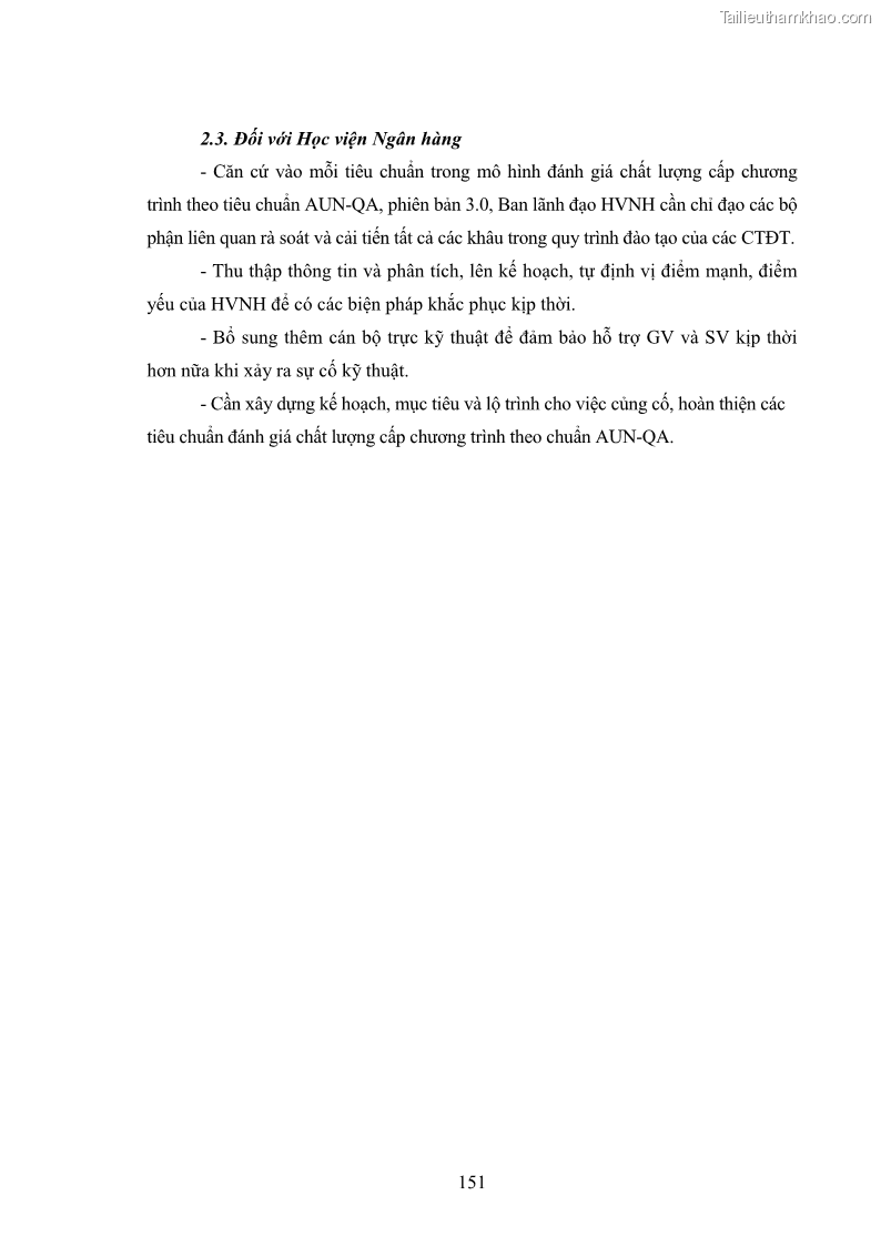Luận án tiến sĩ quản lý giáo dục Quản lý chương trình đào tạo tại Học viện Ngân hàng theo hướng đảm bảo chất lượng - 21 Trang 161