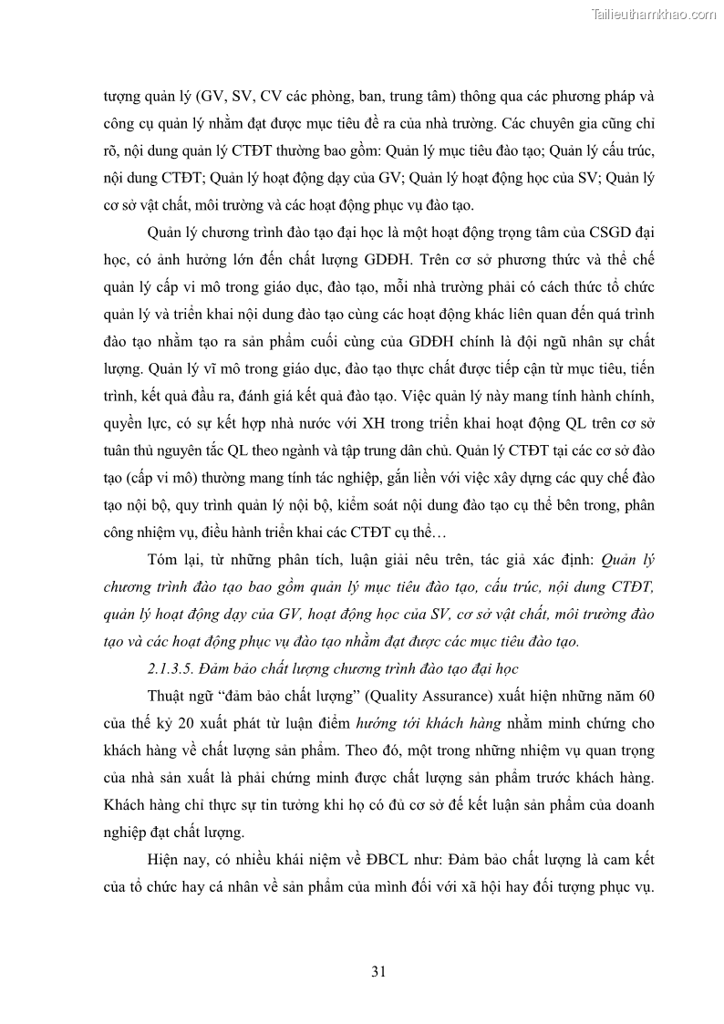 Luận án tiến sĩ quản lý giáo dục Quản lý chương trình đào tạo tại Học viện Ngân hàng theo hướng đảm bảo chất lượng - 6 Trang 41