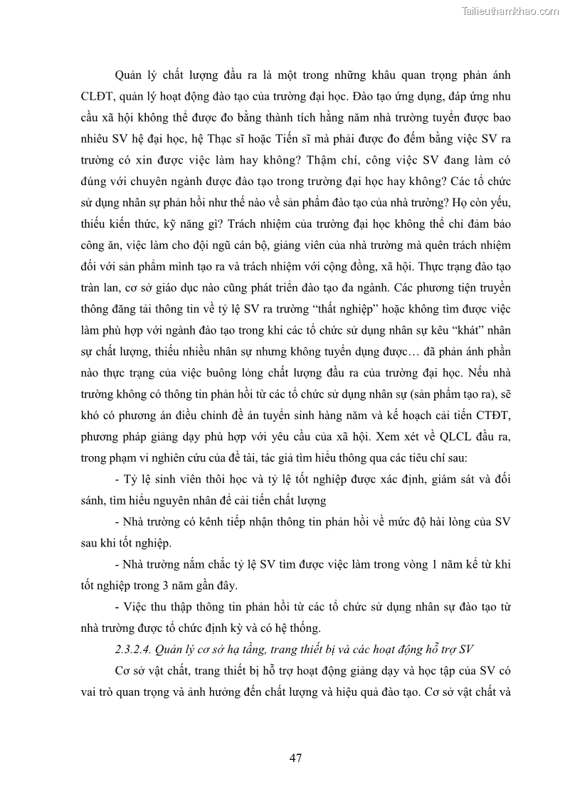 Luận án tiến sĩ quản lý giáo dục Quản lý chương trình đào tạo tại Học viện Ngân hàng theo hướng đảm bảo chất lượng - 8 Trang 57