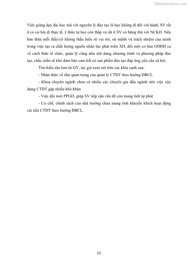 Luận án tiến sĩ quản lý giáo dục Quản lý chương trình đào tạo tại Học viện Ngân hàng theo hướng đảm bảo chất lượng - 9 Trang 65