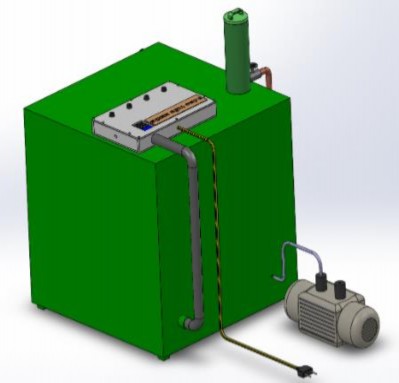 Hình 4 8 Bản vẽ 3D mặt sau của buồng chân không mô phỏng quá trình quản lý 2