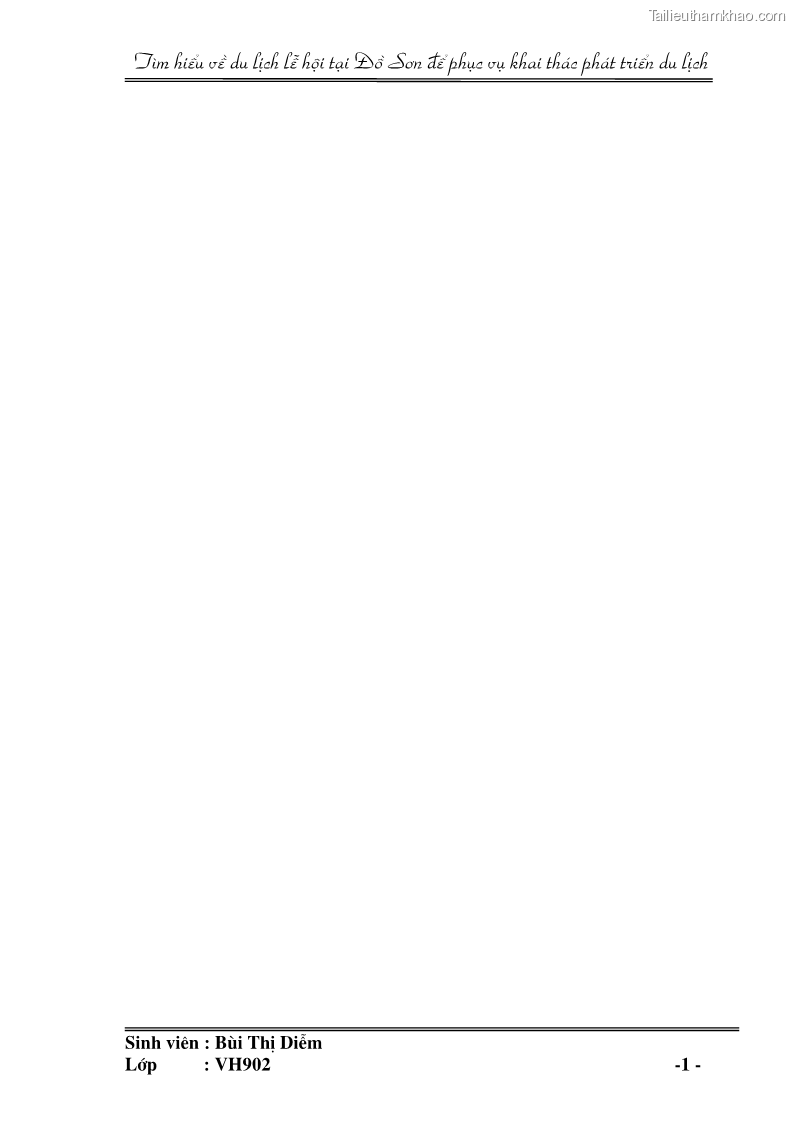 Khóa luận tốt nghiệp văn hóa du lịch Tìm hiểu về du lịch lễ hội tại Đồ Sơn để phục vụ khai thác phát triển du lịch - 1 Trang 1