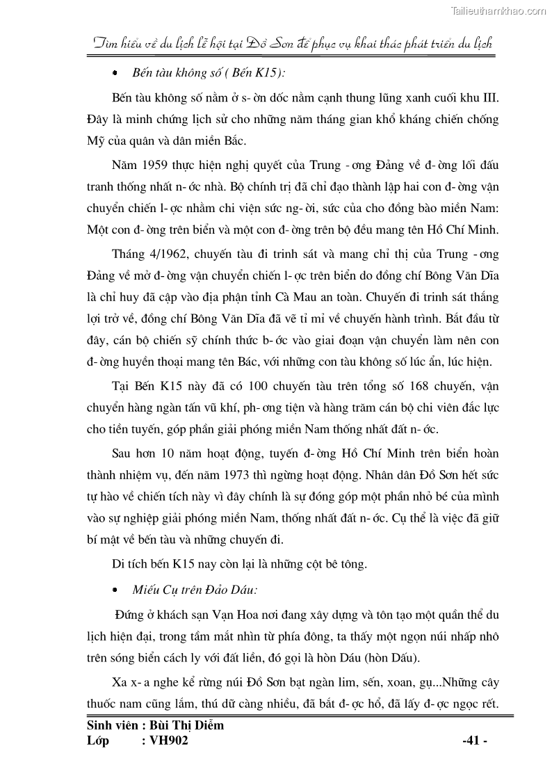 Khóa luận tốt nghiệp văn hóa du lịch Tìm hiểu về du lịch lễ hội tại Đồ Sơn để phục vụ khai thác phát triển du lịch - 6 Trang 41