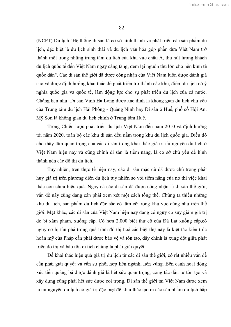 Luận án tiến sĩ kinh tế Hoàn thiện quản lý nhà nước đối với cơ sở hạ tầng đô thị du lịch ở Việt Nam - 12 Trang 89
