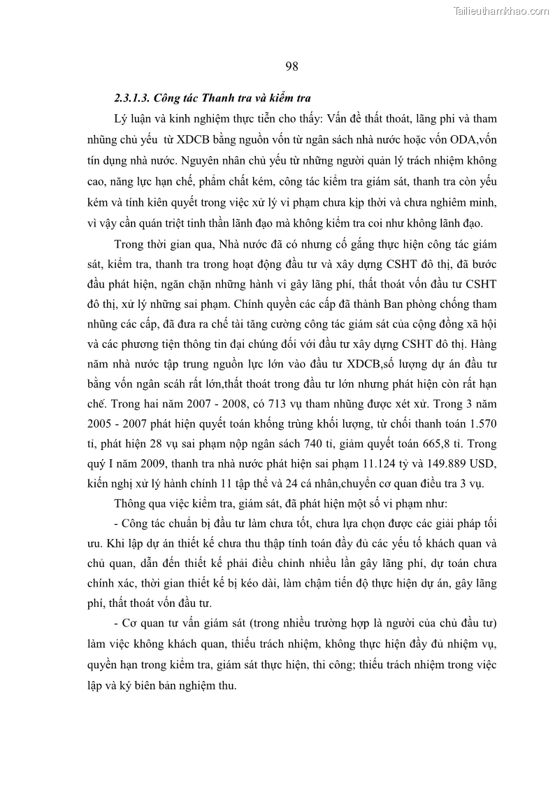 Luận án tiến sĩ kinh tế Hoàn thiện quản lý nhà nước đối với cơ sở hạ tầng đô thị du lịch ở Việt Nam - 14 Trang 105