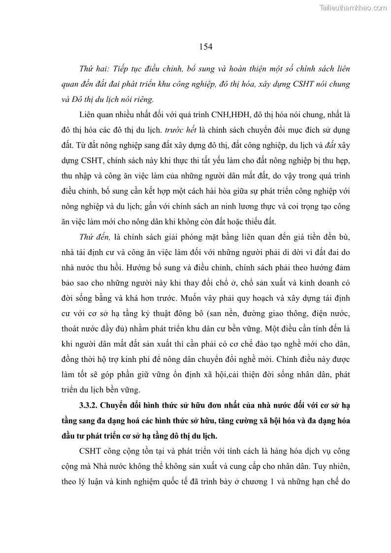 Luận án tiến sĩ kinh tế Hoàn thiện quản lý nhà nước đối với cơ sở hạ tầng đô thị du lịch ở Việt Nam - 21 Trang 161