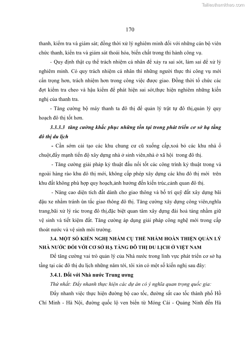 Luận án tiến sĩ kinh tế Hoàn thiện quản lý nhà nước đối với cơ sở hạ tầng đô thị du lịch ở Việt Nam - 23 Trang 177