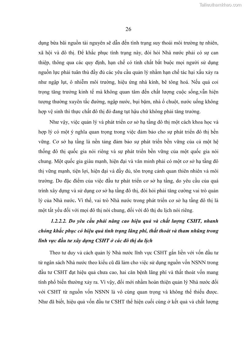Luận án tiến sĩ kinh tế Hoàn thiện quản lý nhà nước đối với cơ sở hạ tầng đô thị du lịch ở Việt Nam - 5 Trang 33
