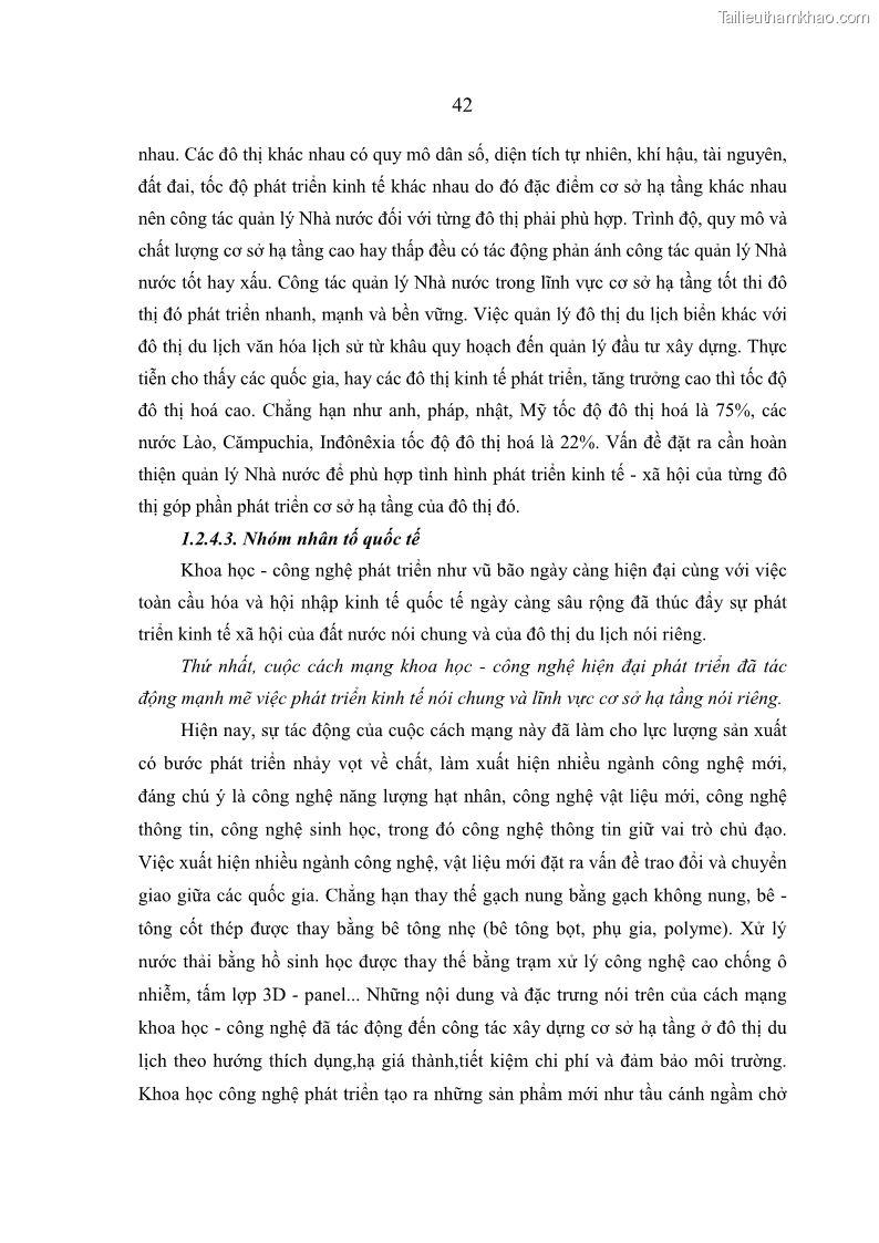 Luận án tiến sĩ kinh tế Hoàn thiện quản lý nhà nước đối với cơ sở hạ tầng đô thị du lịch ở Việt Nam - 7 Trang 49