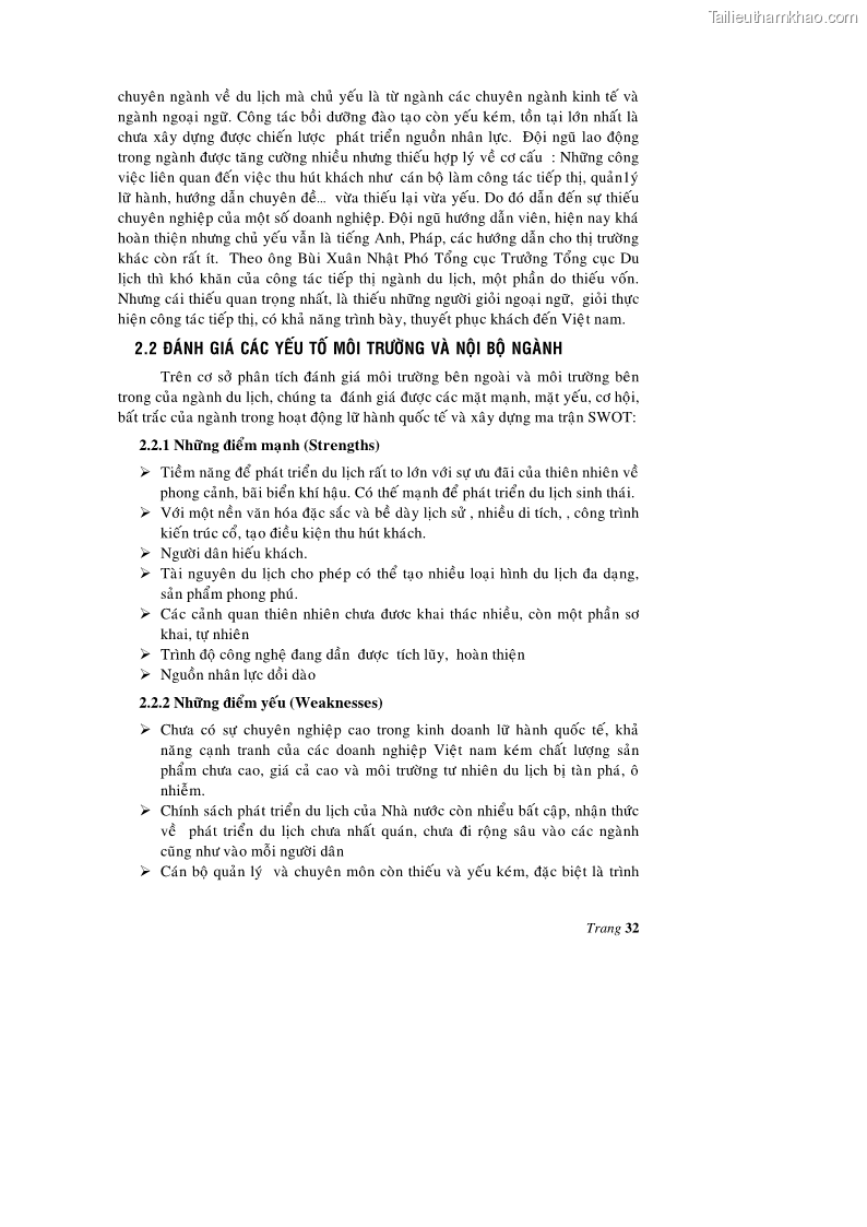 Luận văn thạc sĩ kinh tế Một số giải pháp nhằm phát triển kinh doanh lữ hành quốc tế của ngành du lịch Việt Nam - 5 Trang 33