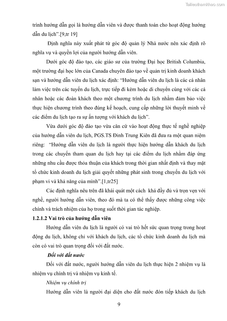 Khóa luận tốt nghiệp văn hóa du lịch Thực trạng và giải pháp nâng cao chất lượng đội ngũ hướng dẫn viên tại công ty TNHH Một thành viên Du lịch Dịch vụ Công đoàn Hải Phòng - 2 Trang 9