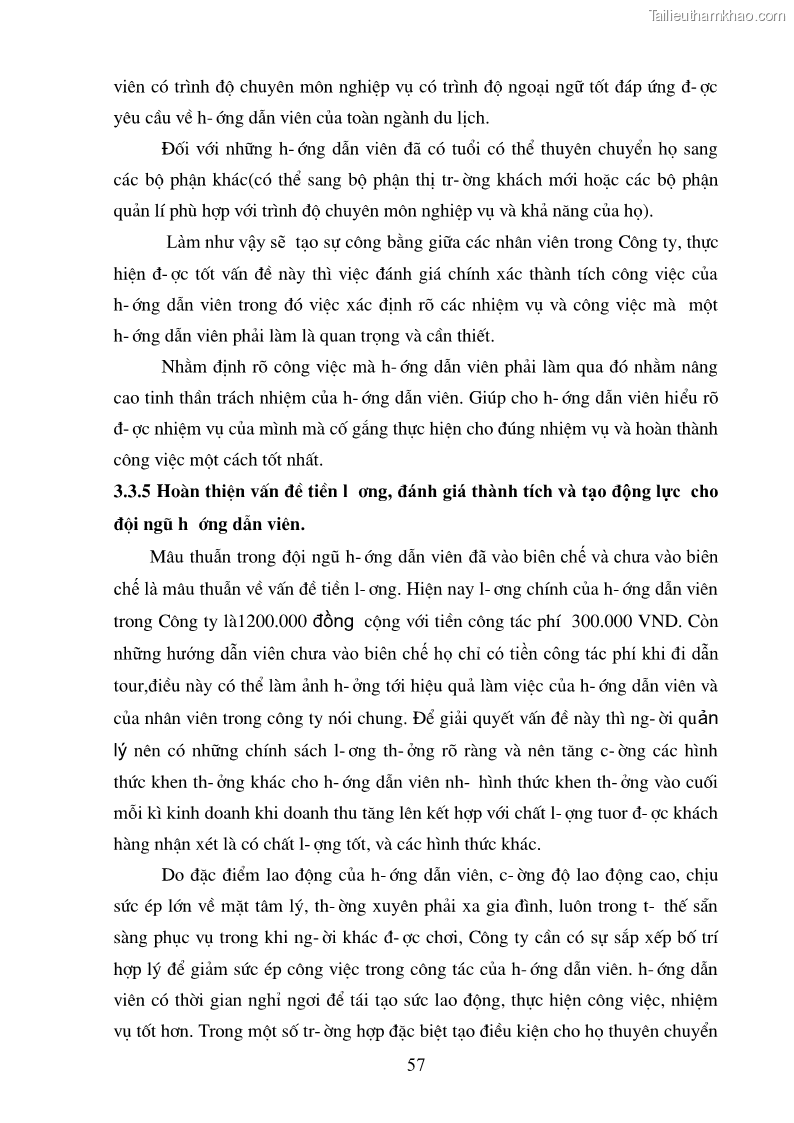 Khóa luận tốt nghiệp văn hóa du lịch Thực trạng và giải pháp nâng cao chất lượng đội ngũ hướng dẫn viên tại công ty TNHH Một thành viên Du lịch Dịch vụ Công đoàn Hải Phòng - 8 Trang 57